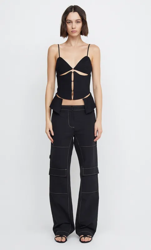 RINA PEPLUM TOP - BLACK made by bec + bridge
