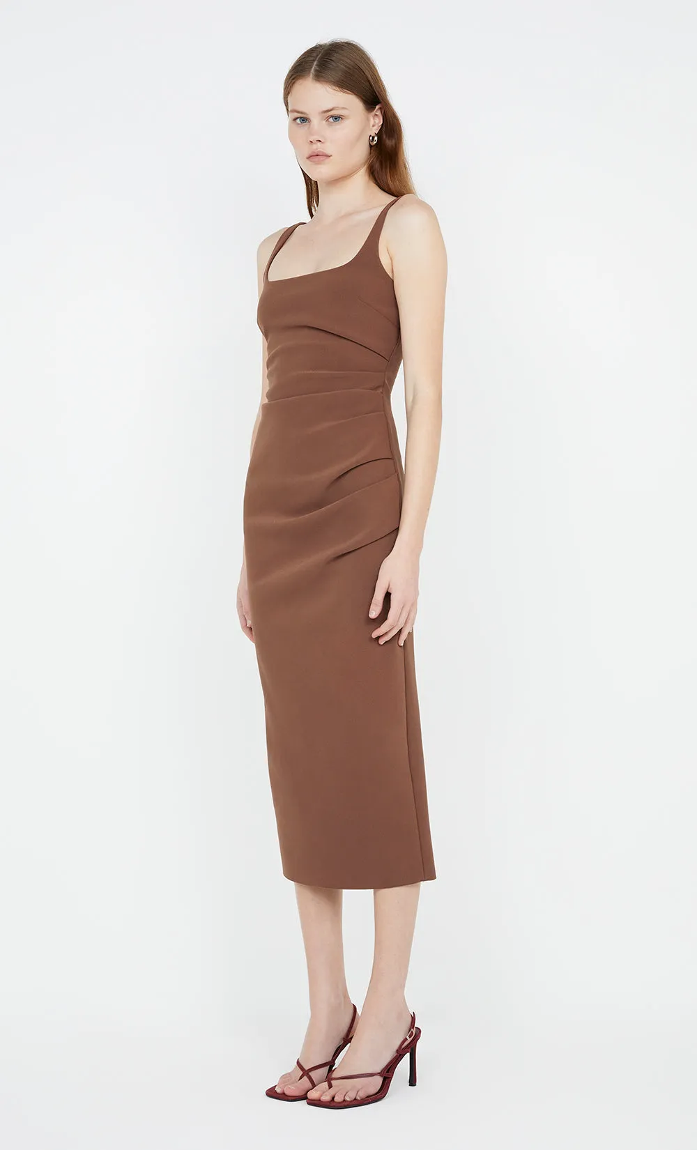 KARINA TUCK MIDI DRESS - CHOCOLATE sold by bec + bridge product image thumbnail 4