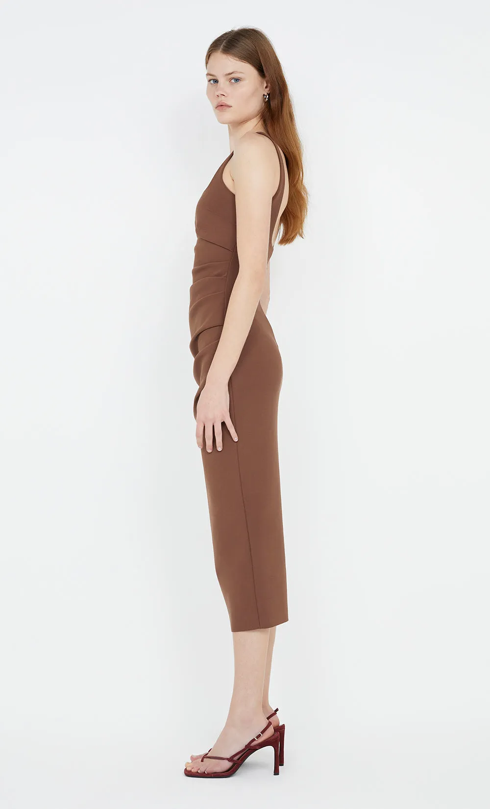 KARINA TUCK MIDI DRESS - CHOCOLATE sold by bec + bridge product image thumbnail 5