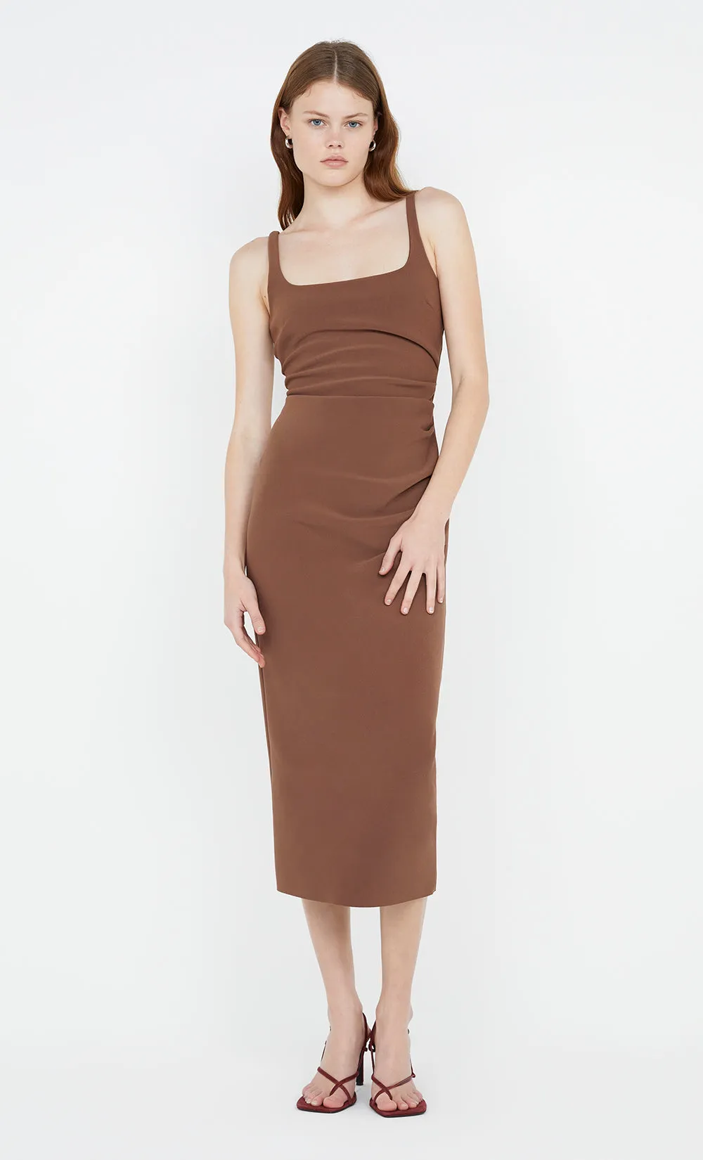 KARINA TUCK MIDI DRESS - CHOCOLATE sold by bec + bridge product image thumbnail 2