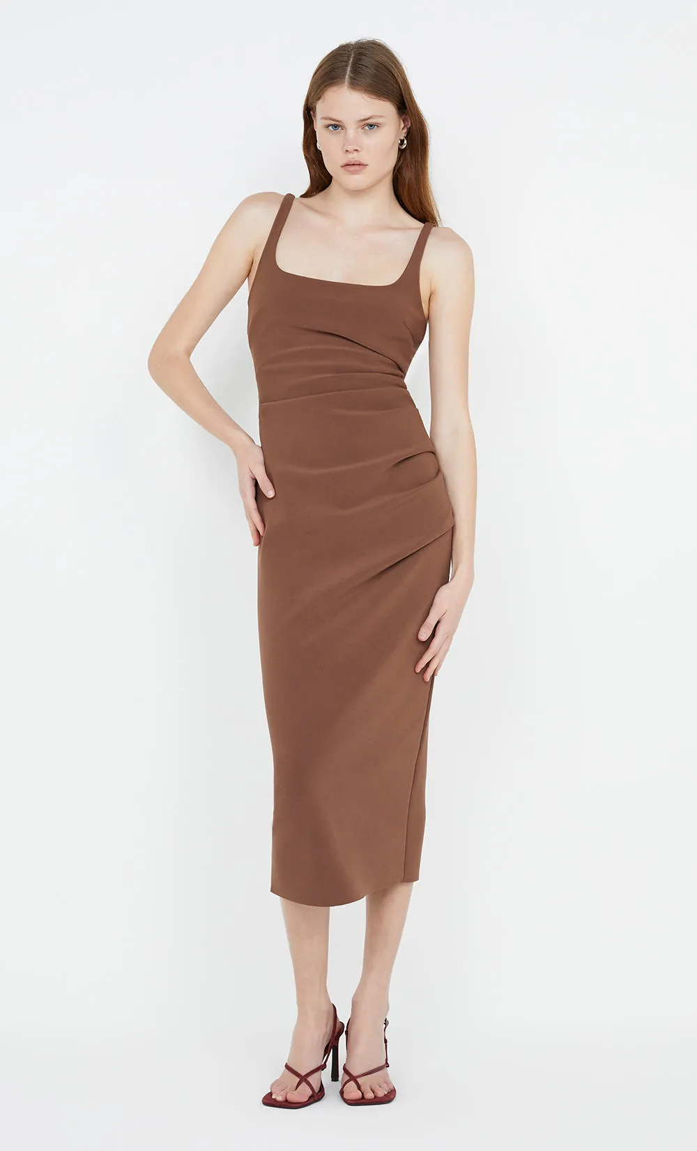 KARINA TUCK MIDI DRESS - CHOCOLATE sold by bec + bridge
