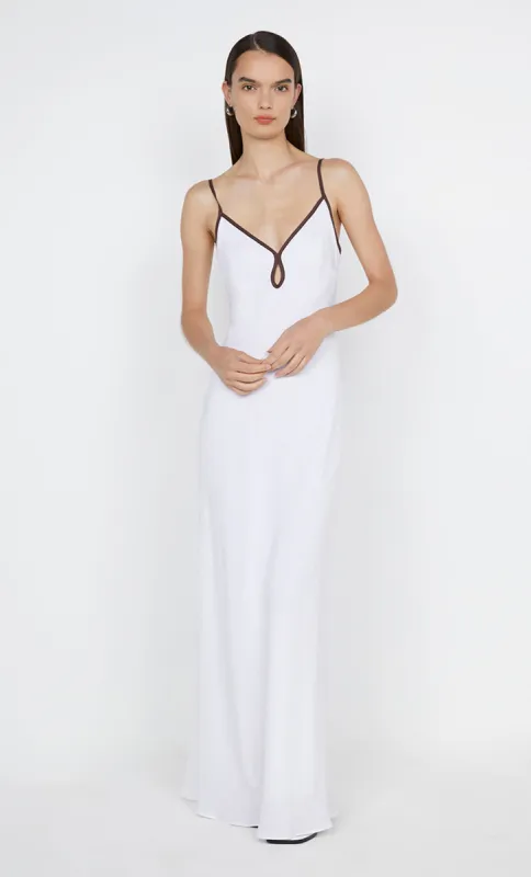 OTTILIE KEYHOLE DRESS - WHITE/CHOCOLATE sold by bec + bridge