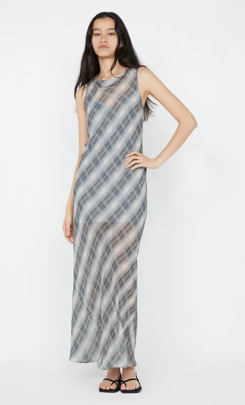 SEANNA BOAT NECK DRESS - STORM CHECK sold by bec + bridge