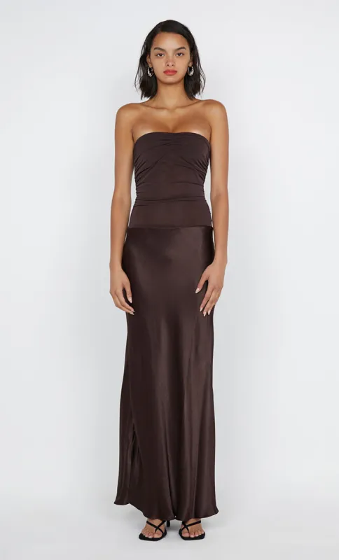 DUA STRAPLESS DRESS - DARK CHOCOLATE sold by bec + bridge