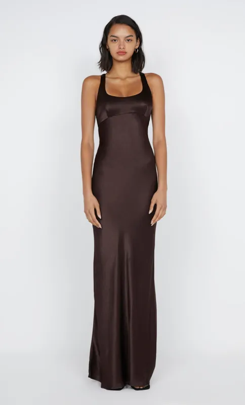 MAXINA CROSSOVER DRESS - DARK CHOCOLATE sold by bec + bridge