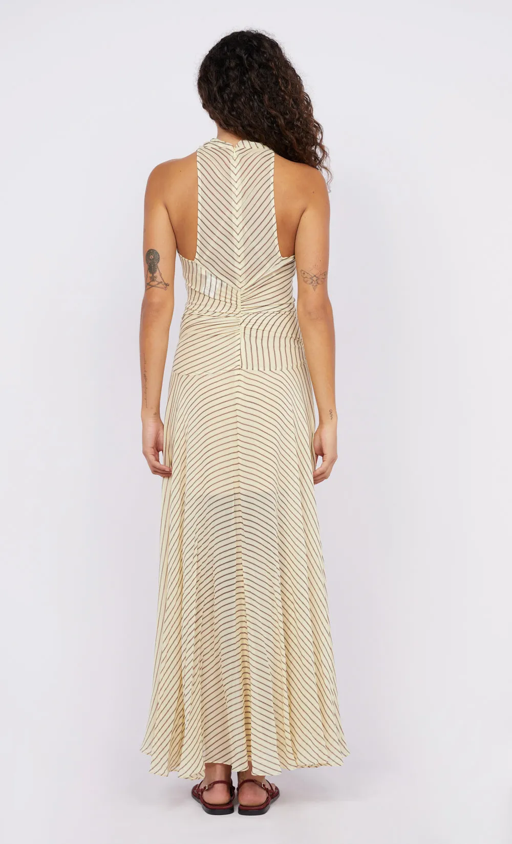 ANISE HIGH NECK DRESS - BUTTER/PLUM STRIPE sold by bec + bridge product image thumbnail 5