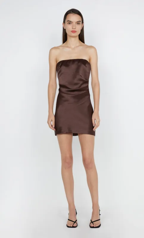 SYMONE STRAPLESS MINI DRESS - DARK CHOCOLATE sold by bec + bridge