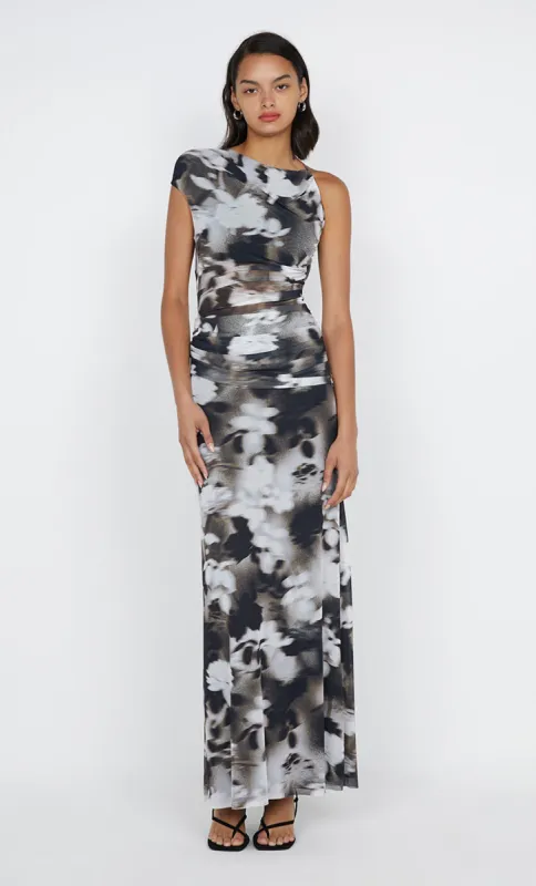 SOLENE ASYM DRESS - DARK BLURRED FLORAL sold by bec + bridge