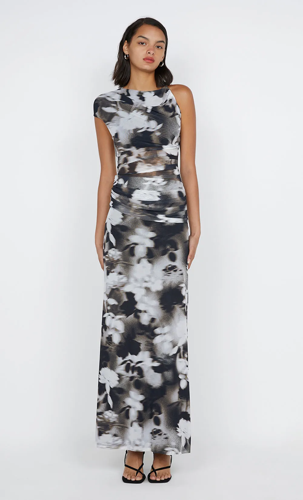 SOLENE ASYM DRESS - DARK BLURRED FLORAL sold by bec + bridge product image thumbnail 3
