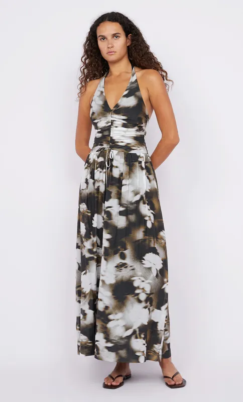 SOLENE HALTER DRESS - DARK BLURRED FLORAL sold by bec + bridge