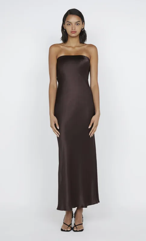 MOON DANCE STRAPLESS DRESS - DARK CHOCOLATE sold by bec + bridge