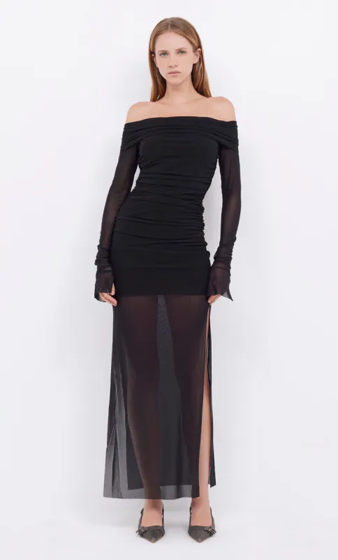 SASHAY LONG SLEEVE GATHERED DRESS - BLACK sold by bec + bridge