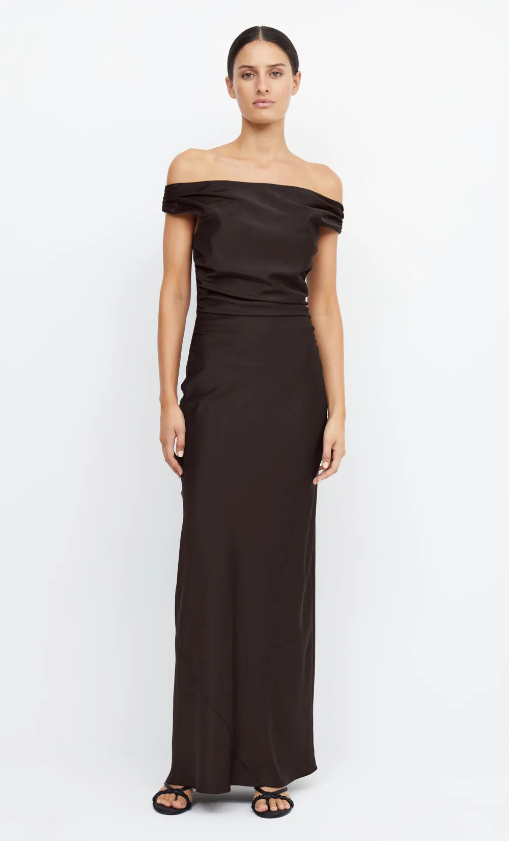 ETERNITY OFF SHOULDER MAXI - DARK CHOCOLATE sold by bec + bridge