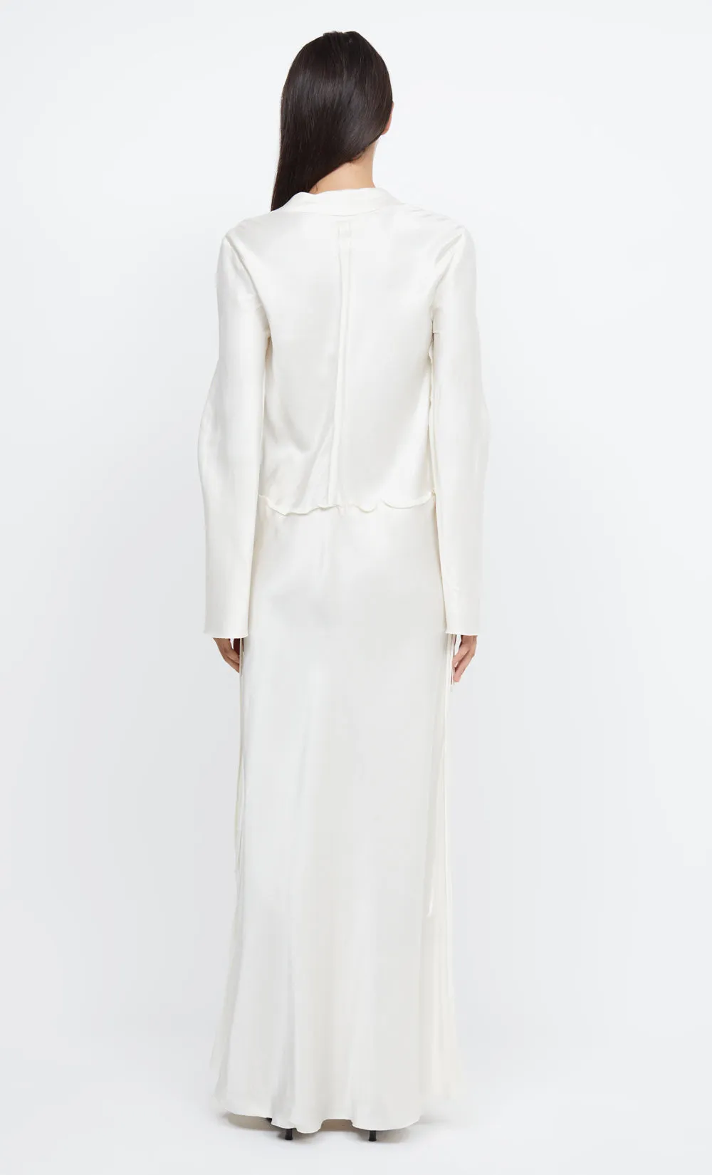 emery long sleeve tie maxi dress EMERY LONG SLEEVE TIE MAXI DRESS - IVORY