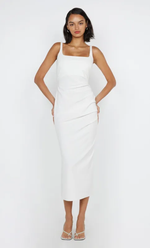 AVELINE TUCK MIDI DRESS - WHITE sold by bec + bridge