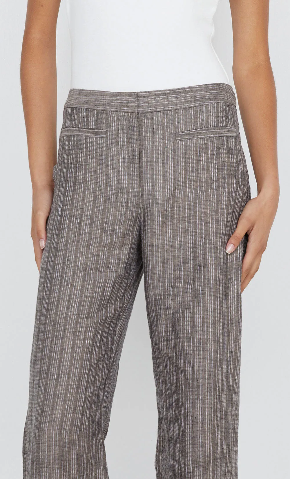 ZURI STRAIGHT LEG PANT - TAUPE/IVORY STRIPE sold by bec + bridge product image thumbnail 5