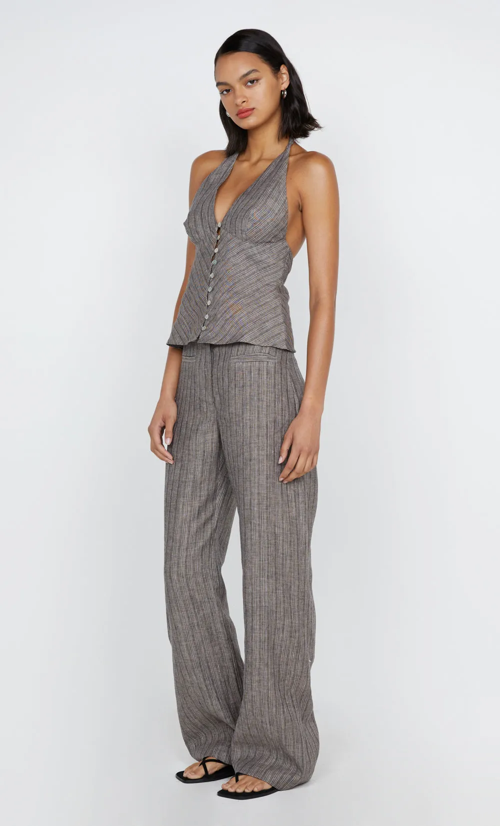 ZURI STRAIGHT LEG PANT - TAUPE/IVORY STRIPE sold by bec + bridge
