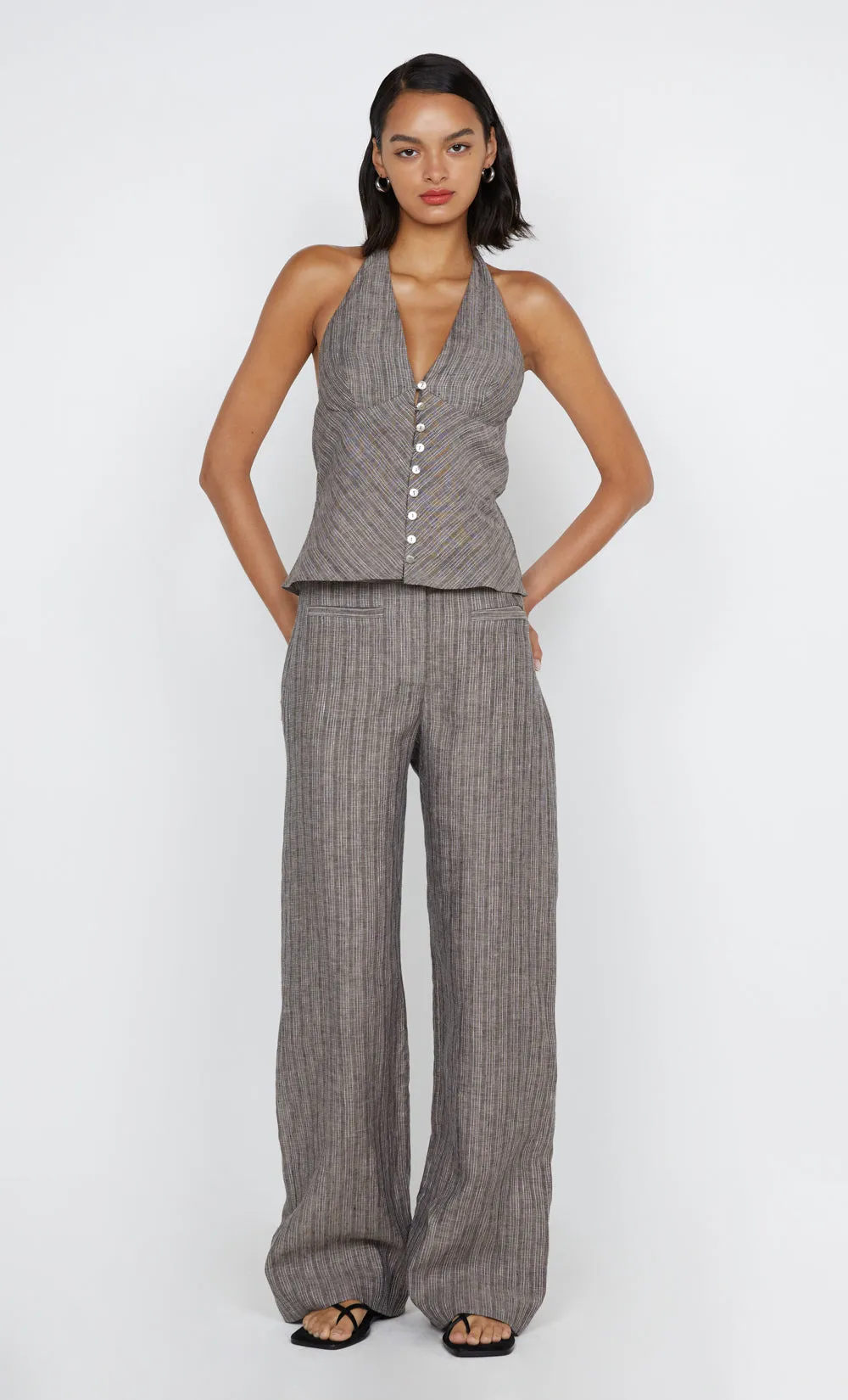 ZURI STRAIGHT LEG PANT - TAUPE/IVORY STRIPE sold by bec + bridge product image thumbnail 2