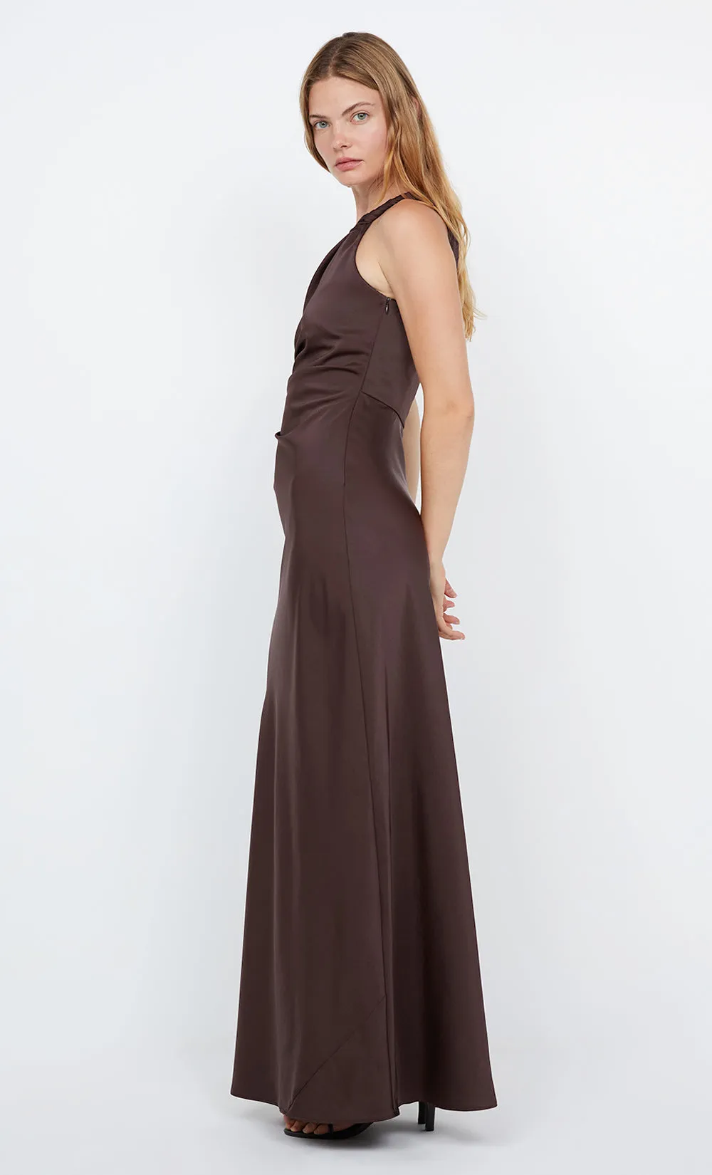 LUNETTA ASYM DRESS - DARK CHOCOLATE sold by bec + bridge product image thumbnail 4