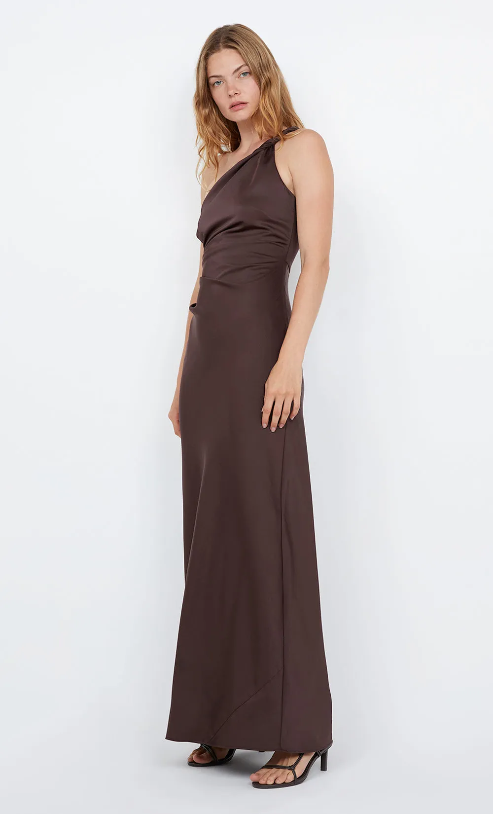 LUNETTA ASYM DRESS - DARK CHOCOLATE sold by bec + bridge product image thumbnail 3