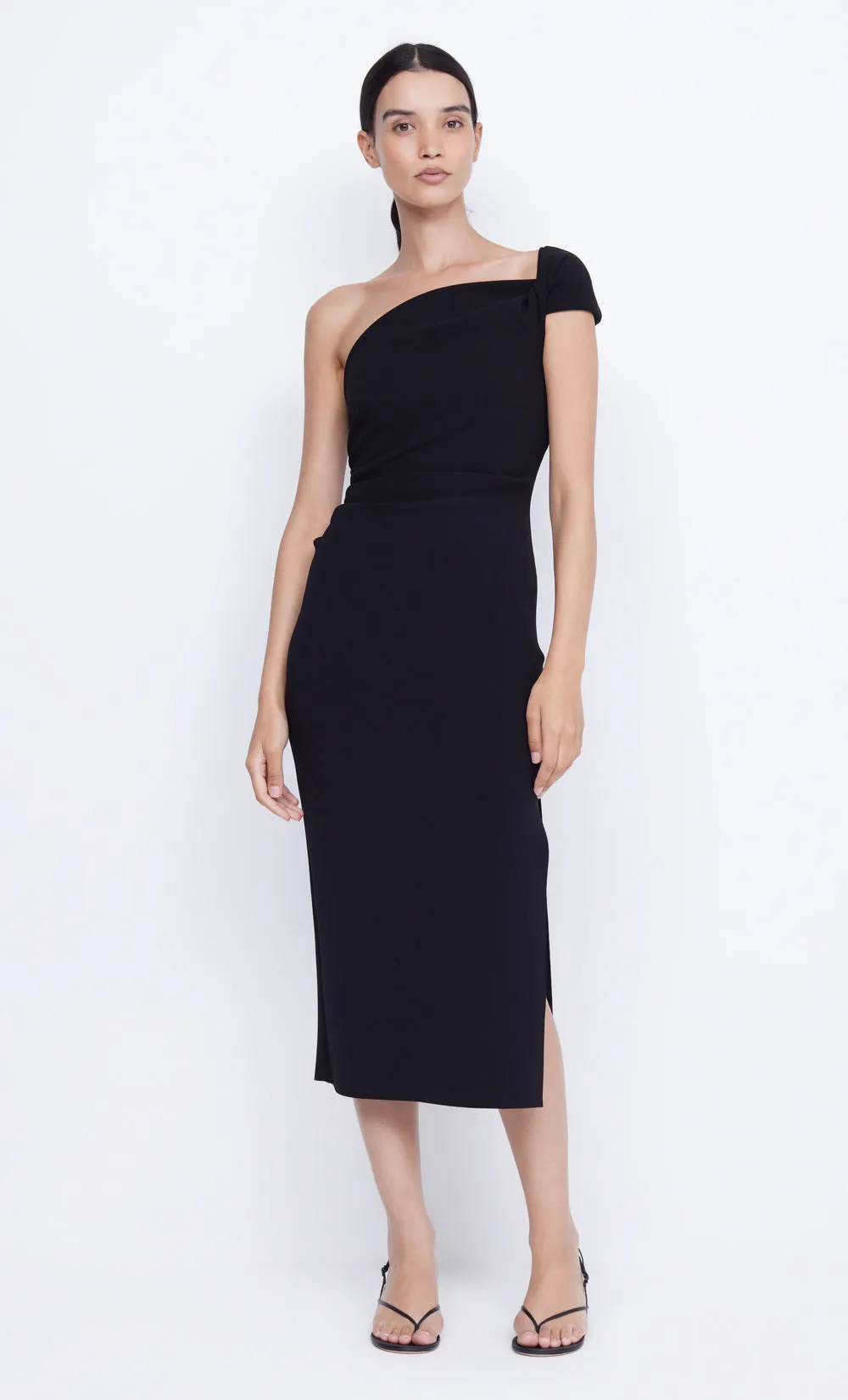 ELEA ASYM MIDI DRESS - BLACK sold by bec + bridge