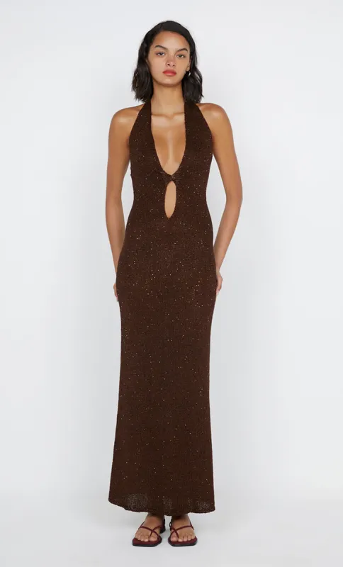 DELFINA SEQUIN MIDI DRESS - CHOCOLATE sold by bec + bridge