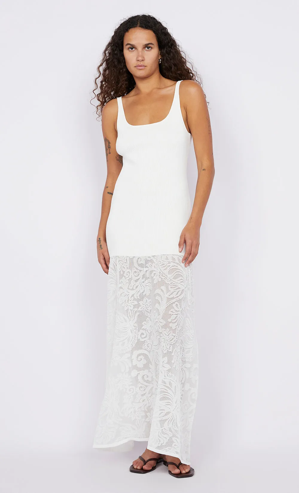 RISSA SCOOP NECK DRESS - IVORY sold by bec + bridge