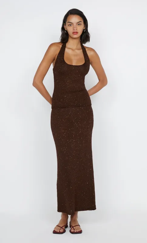 DELFINA SEQUIN TUBE SKIRT - CHOCOLATE sold by bec + bridge
