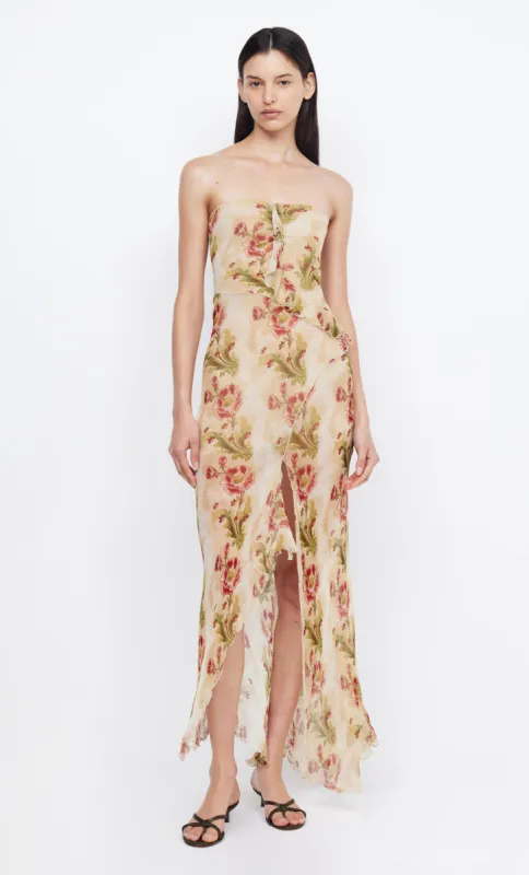 OPAL STRAPLESS MAXI DRESS - GENEVIVE FLORAL sold by bec + bridge