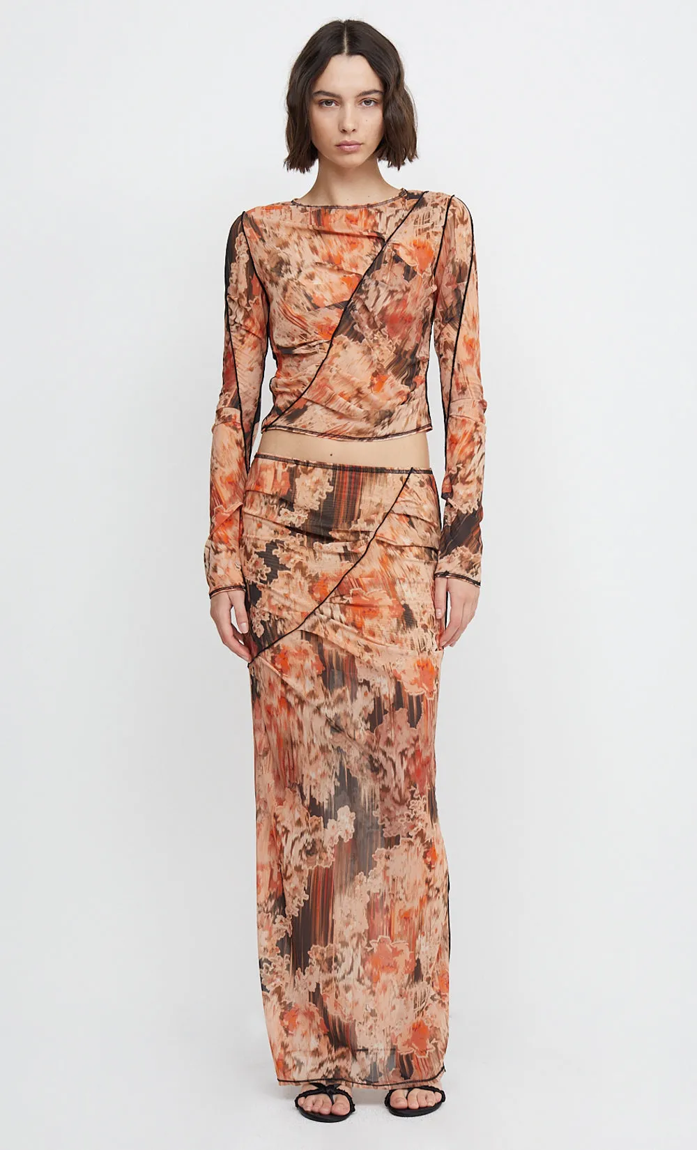 AVERIL GATHERED MAXI SKIRT - GLITCH FLORAL sold by bec + bridge product image thumbnail 3