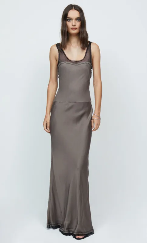 EVANGELINE MAXI DRESS - PEWTER/BLACK sold by bec + bridge