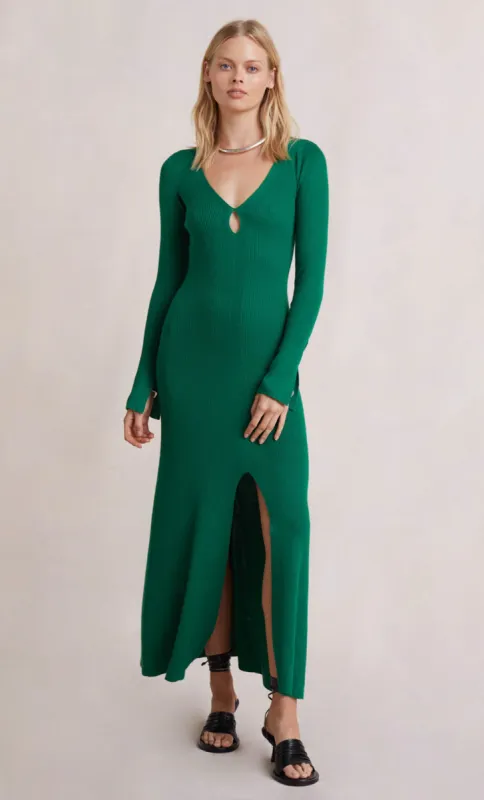FREYA KNIT V MAXI DRESS - BOTTLE GREEN sold by bec + bridge