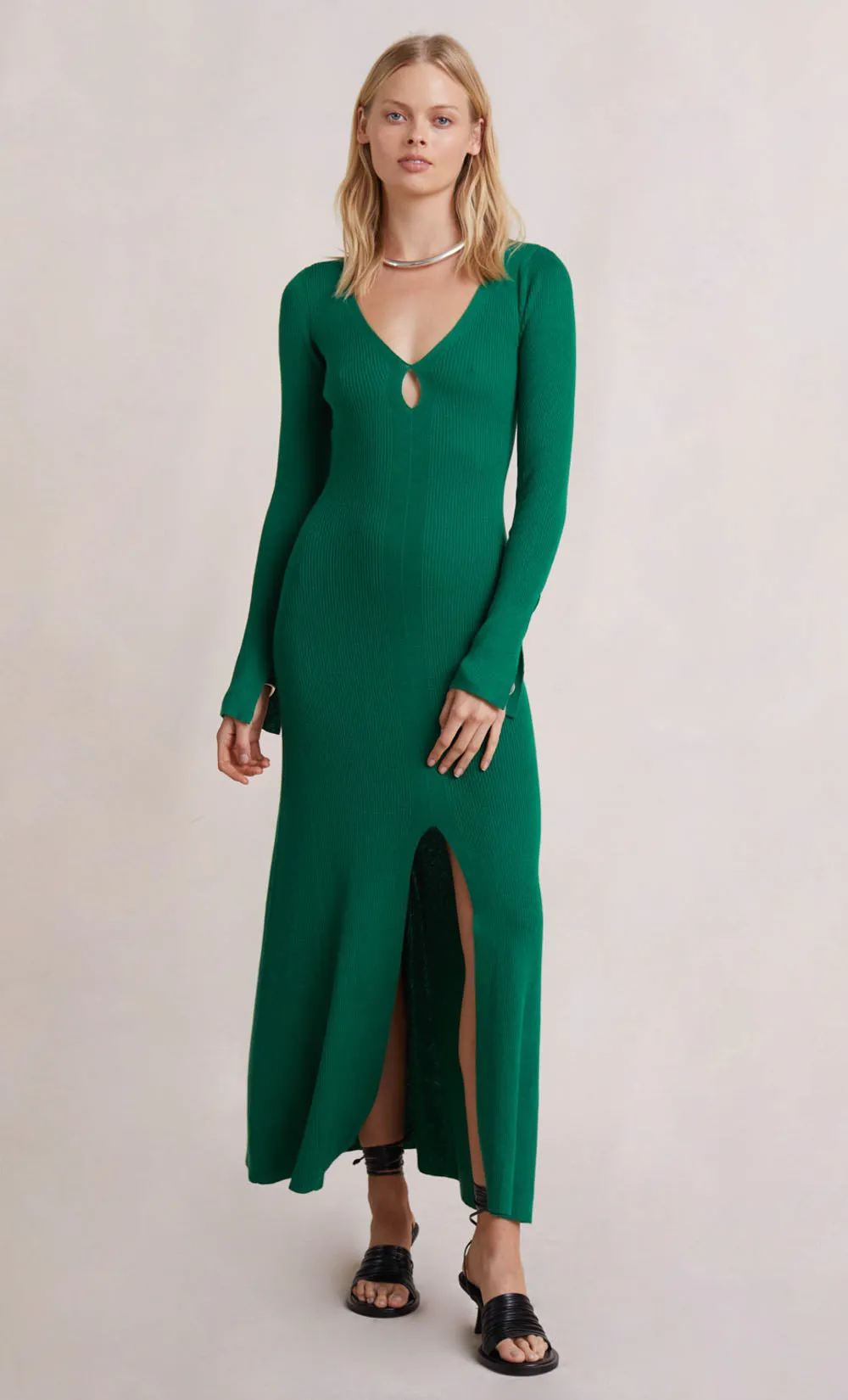 FREYA KNIT V MAXI DRESS - BOTTLE GREEN sold by bec + bridge
