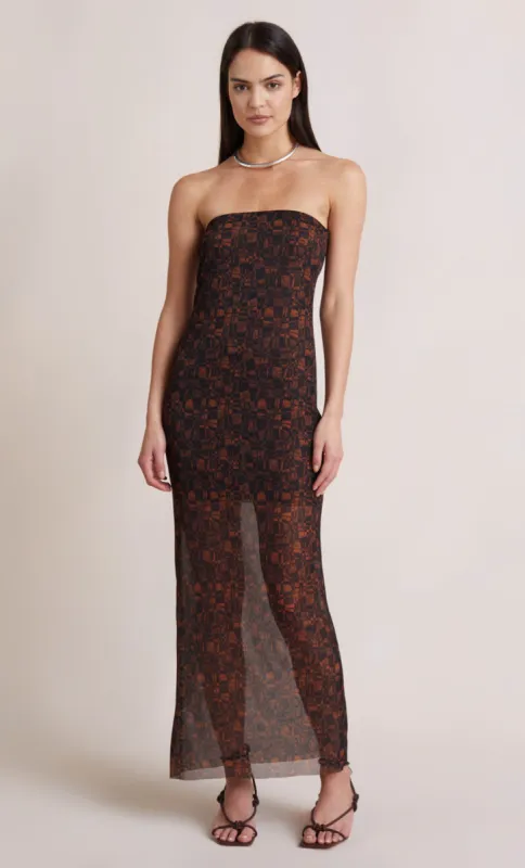 CHECKMATE STRAPLESS MAXI DRESS - PRINT sold by bec + bridge