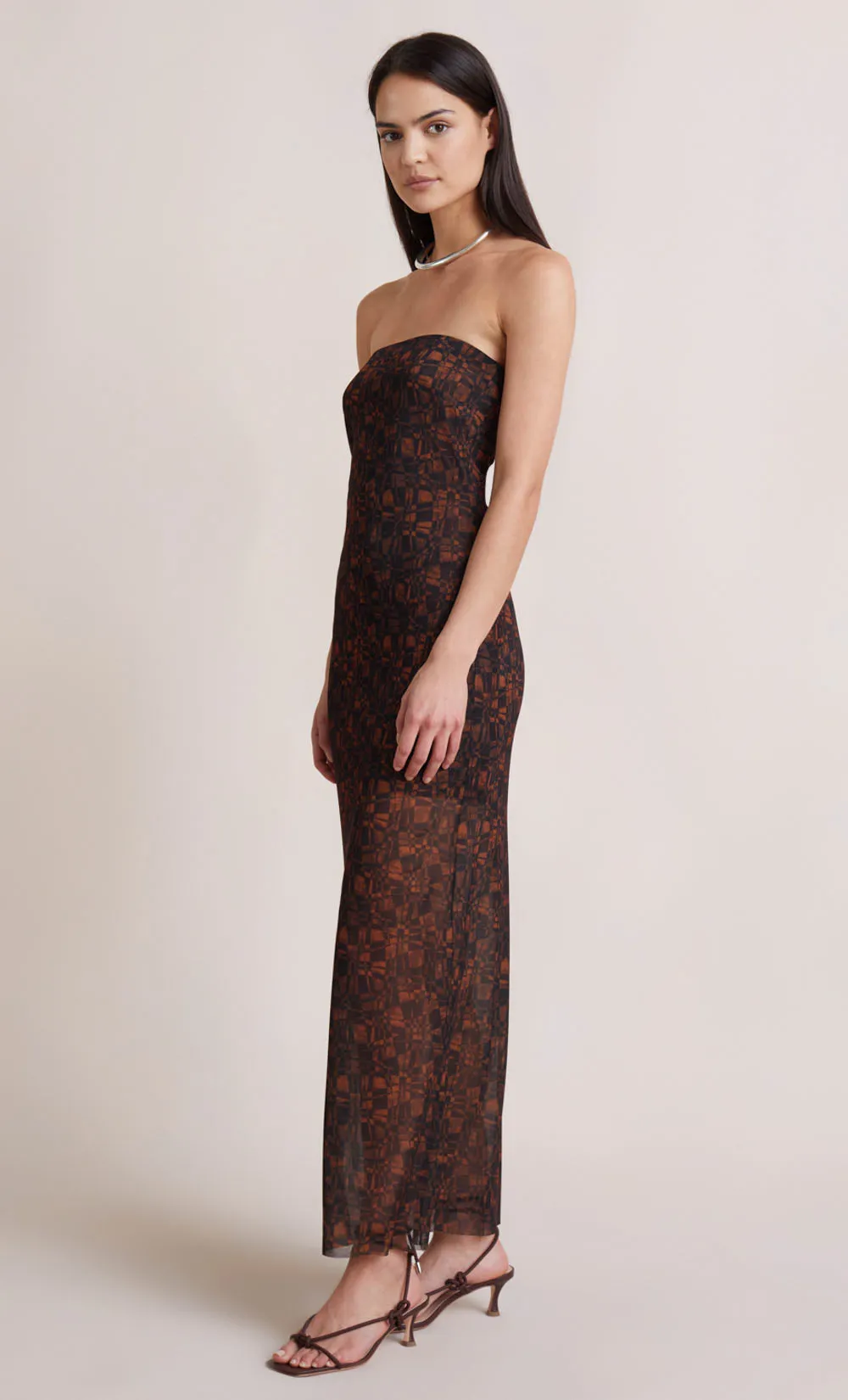 CHECKMATE STRAPLESS MAXI DRESS - PRINT sold by bec + bridge product image thumbnail 4