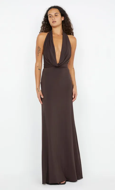 NESSIE COWL NECK MAXI DRESS - DARK CHOCOLATE sold by bec + bridge