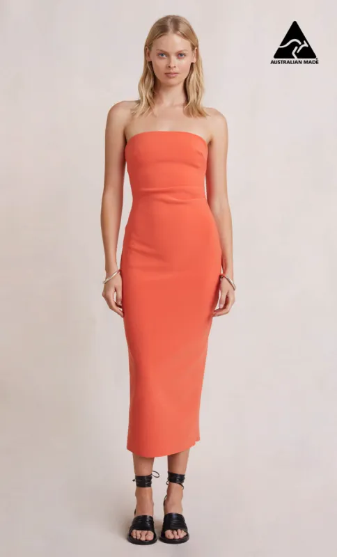 CECILY MIDI DRESS - BLOOD ORANGE sold by bec + bridge