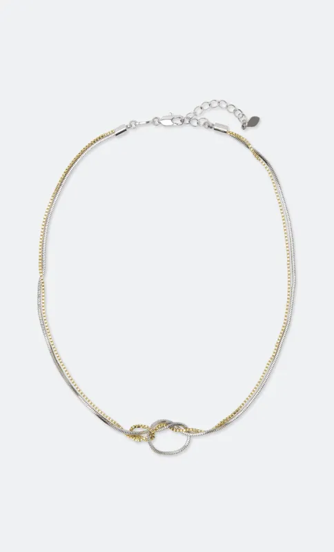 DUAL CHAIN KNOT NECKLACE - GOLD/SILVER sold by bec + bridge