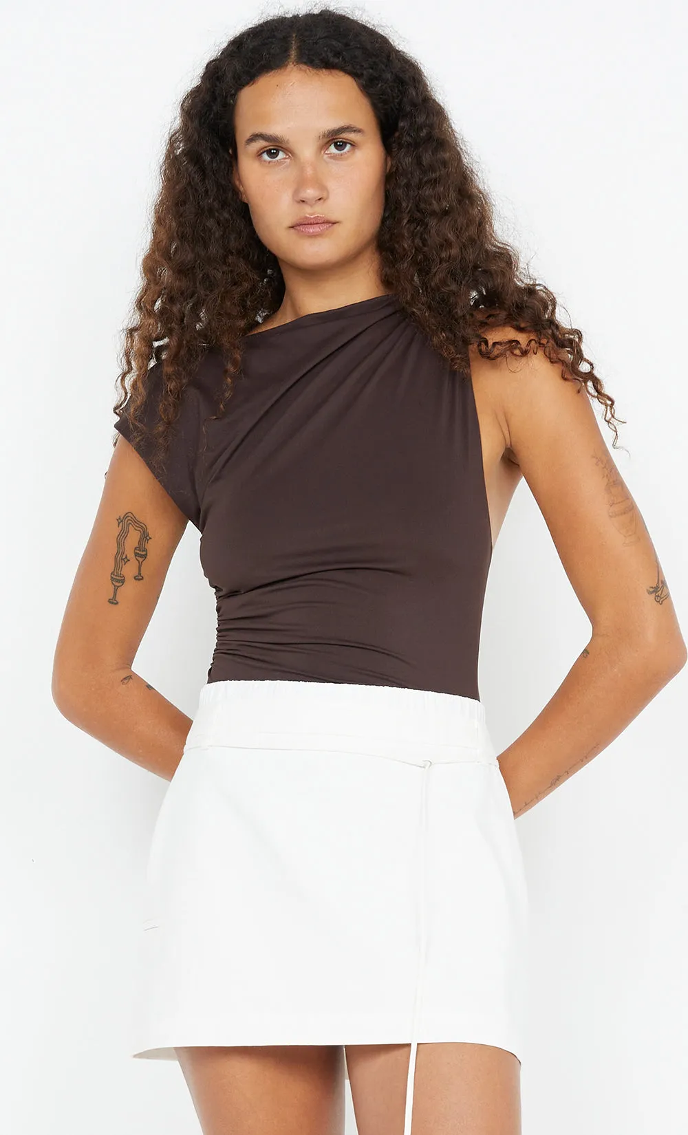 KELSI MINI SKIRT - WHITE/WHITE sold by bec + bridge product image thumbnail 5
