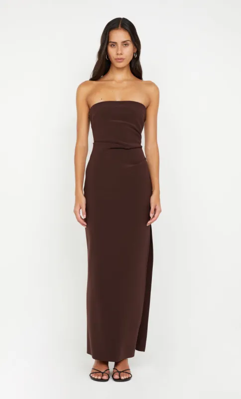 REINA STRAPLESS MAXI DRESS - DARK CHOCOLATE sold by bec + bridge