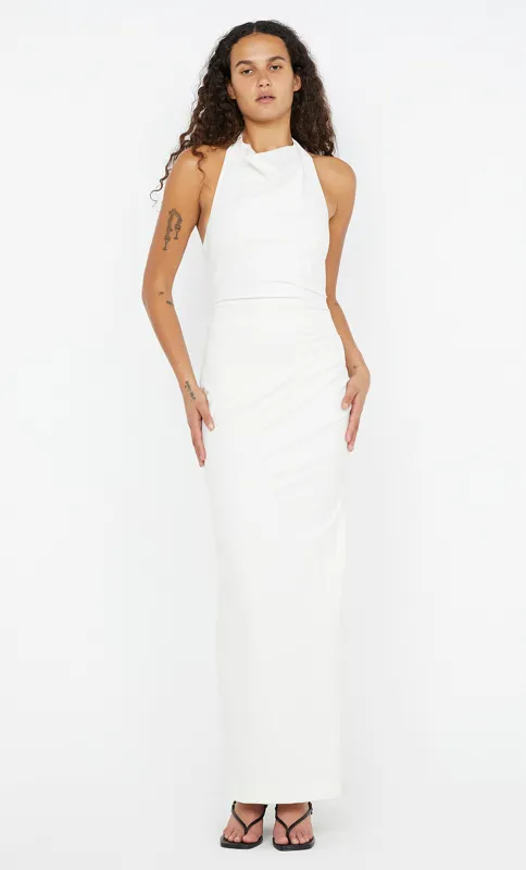BRYNN HALTER MIDI DRESS - WHITE sold by bec + bridge