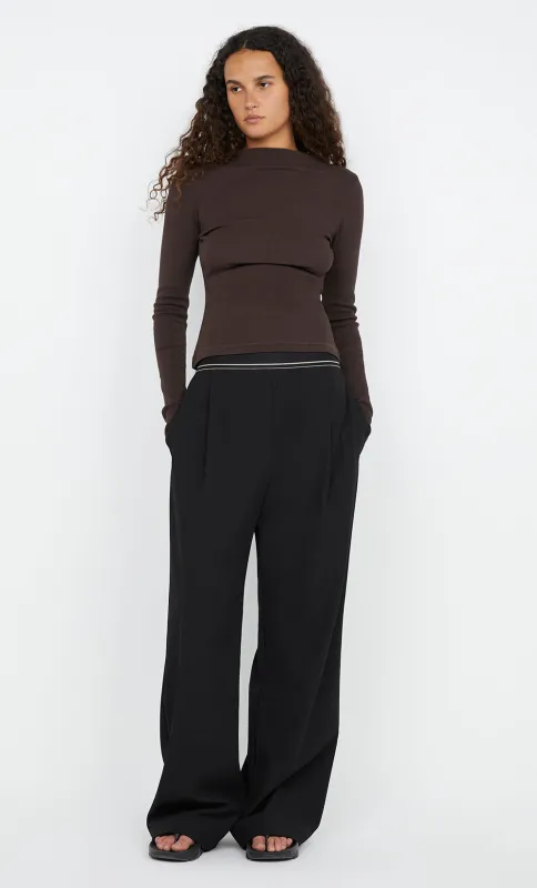 SIERA LONG SLEEVE TOP - DARK CHOCOLATE sold by bec + bridge