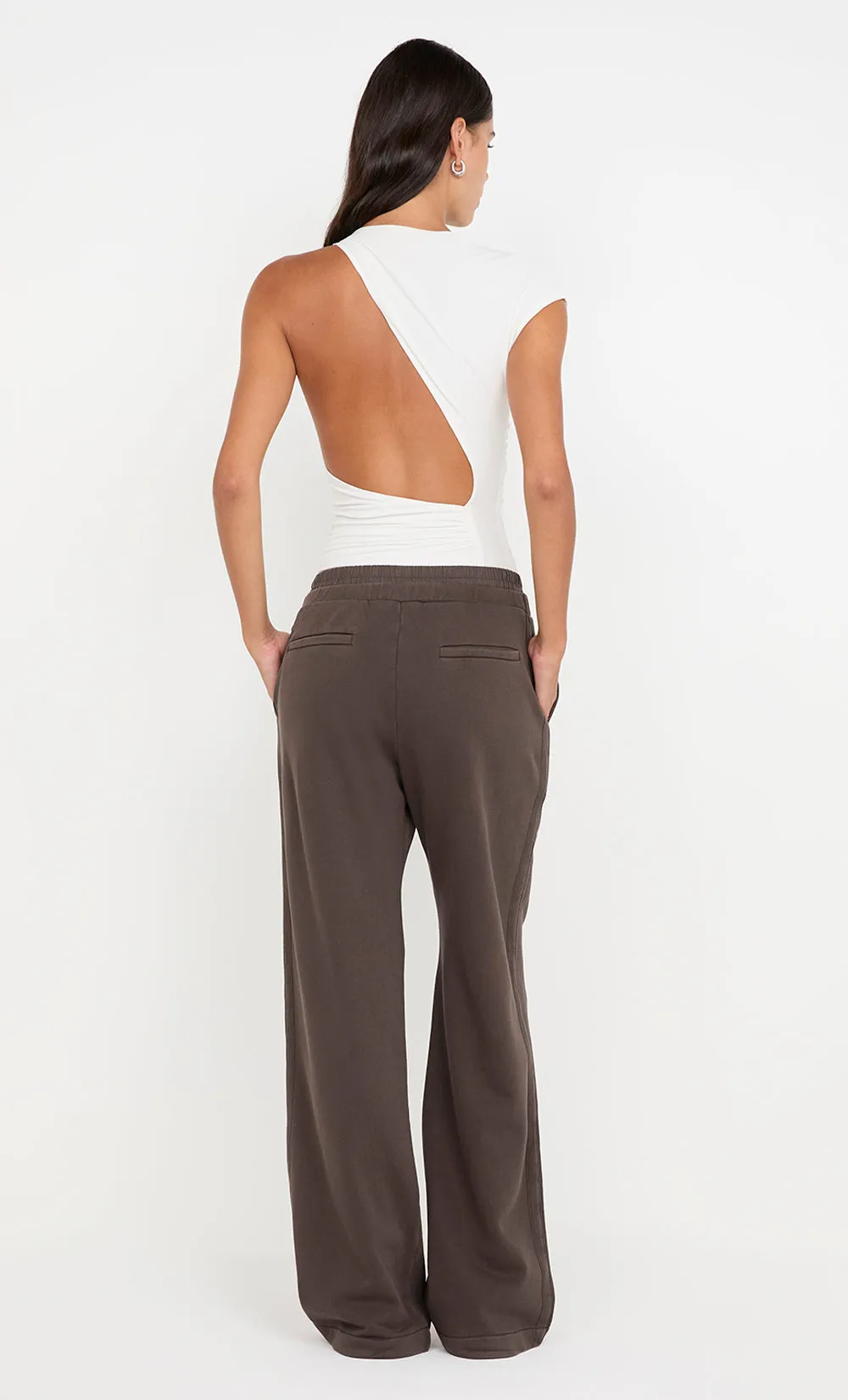 JORJA DOUBLE WAISTBAND PANT - DARK CHOCOLATE sold by bec + bridge product image thumbnail 4