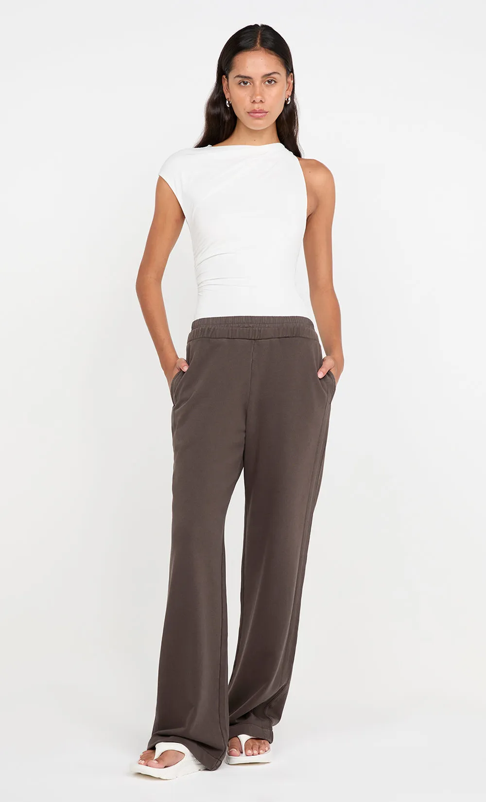 JORJA DOUBLE WAISTBAND PANT - DARK CHOCOLATE sold by bec + bridge product image thumbnail 2