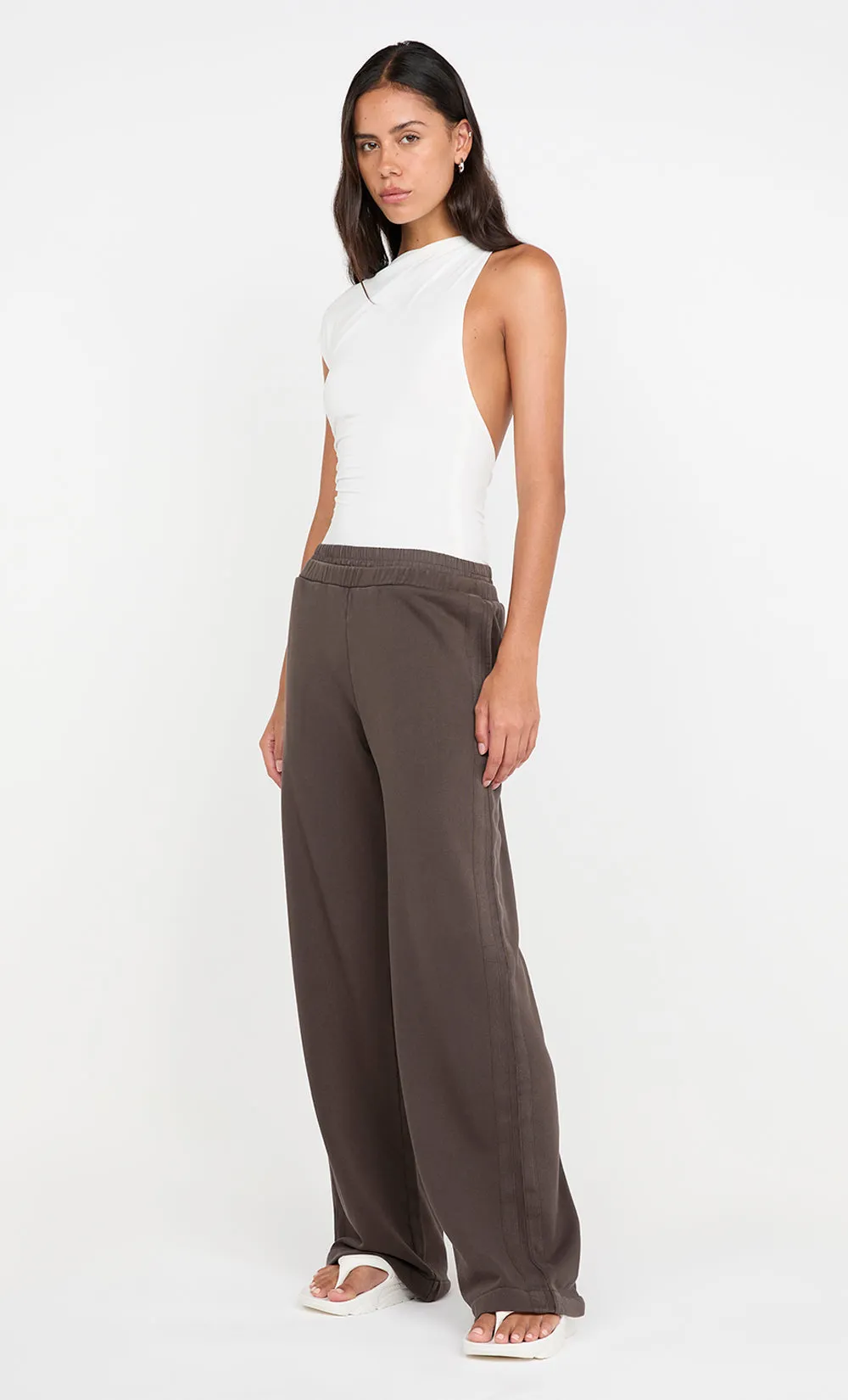 JORJA DOUBLE WAISTBAND PANT - DARK CHOCOLATE sold by bec + bridge