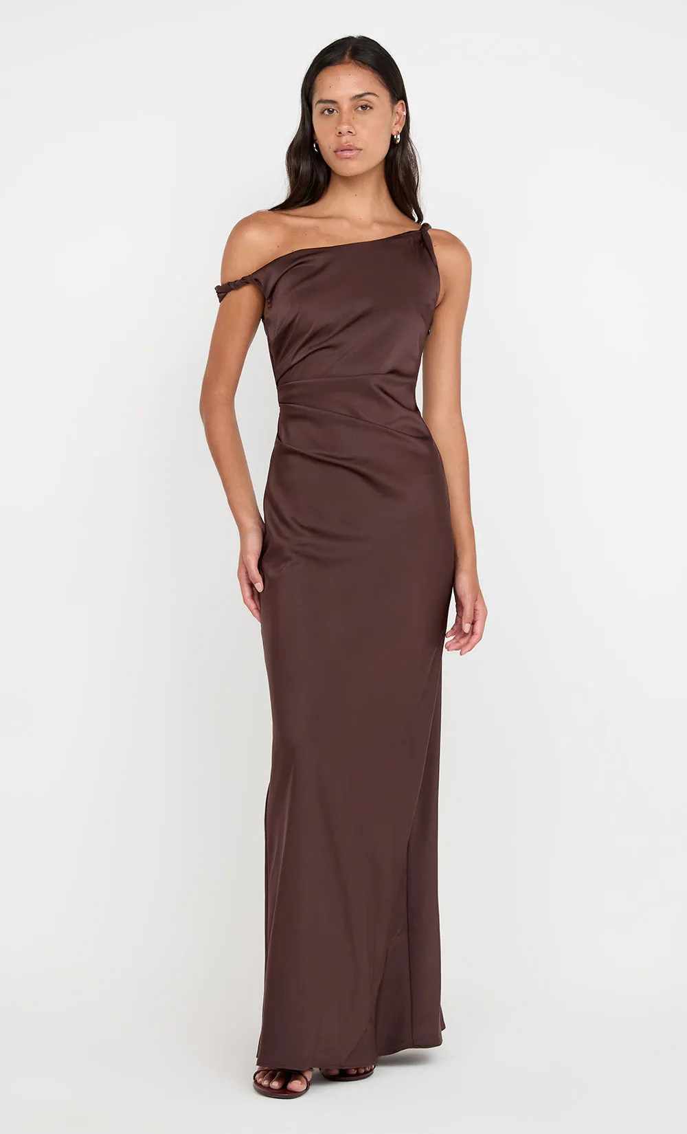 LUNETTA TWIST STRAP DRESS - DARK CHOCOLATE sold by bec + bridge