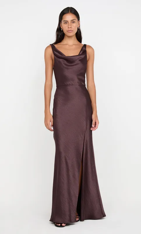 AUSTEN COWL NECK MAXI DRESS - DARK CHOCOLATE sold by bec + bridge