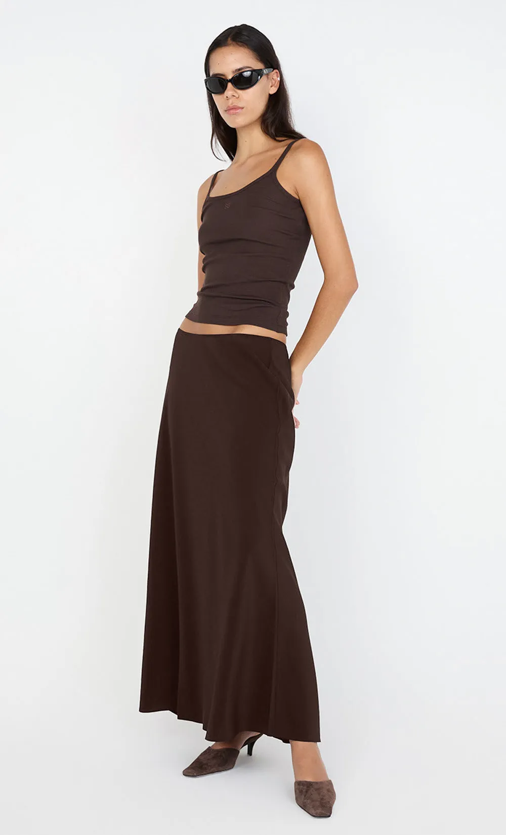 SILK BIAS MAXI SKIRT - CHOC sold by bec + bridge
