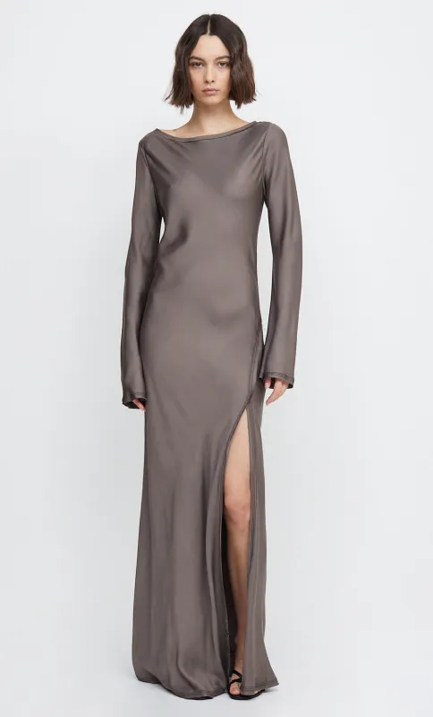 KAI LONG SLEEVE SPLIT MAXI DRESS - PEWTER sold by bec + bridge
