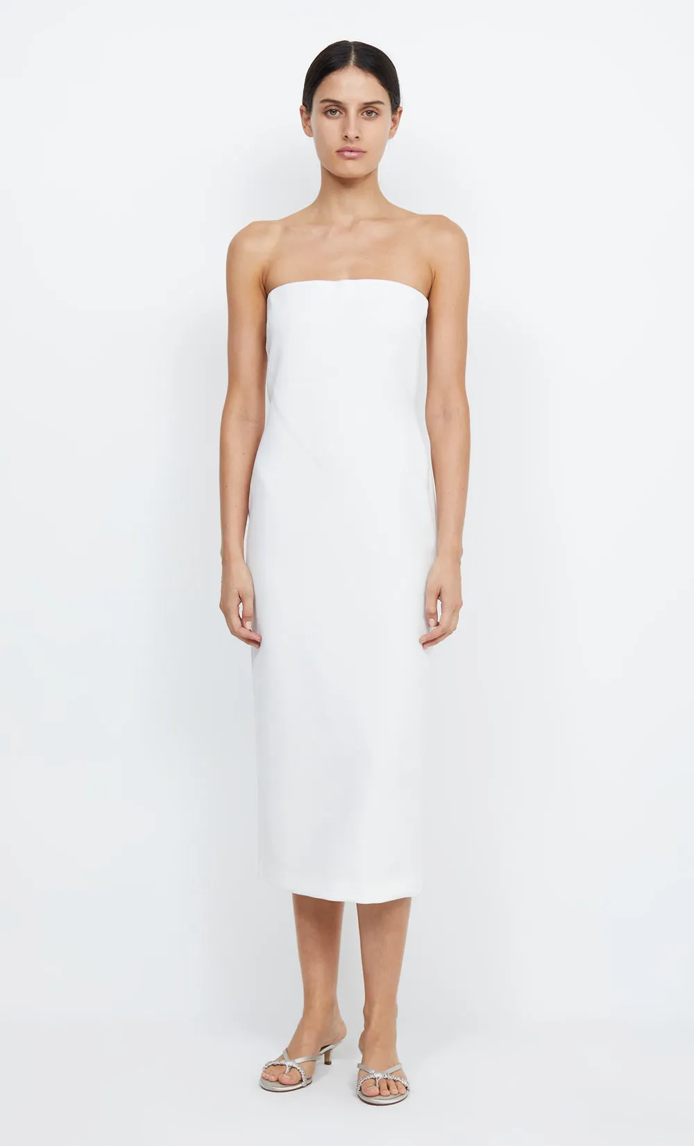 GRACE STRAPLESS MIDI DRESS - IVORY sold by bec + bridge